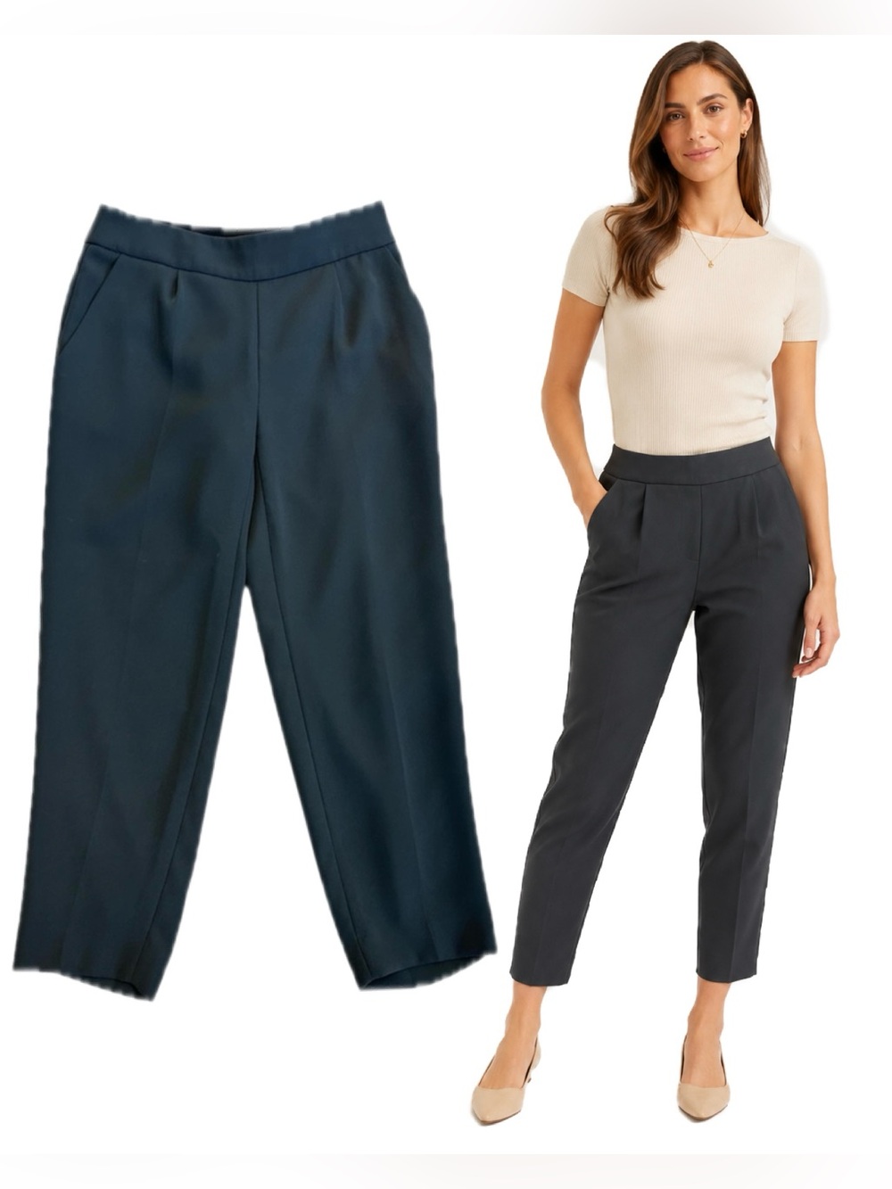 J.Crew Collection dark charcoal gray tapered ankle pants pockets Sz 00P classy